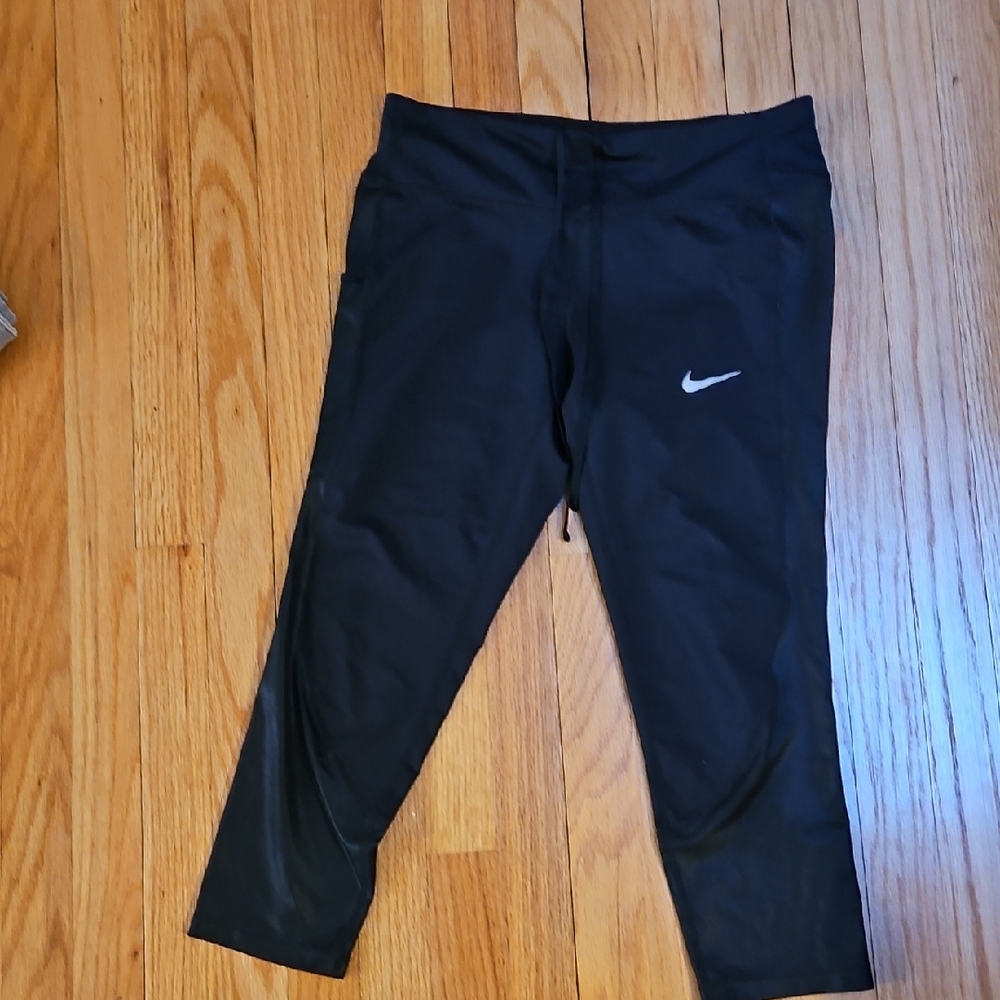 Nike Women's Black Leggings with White Logo